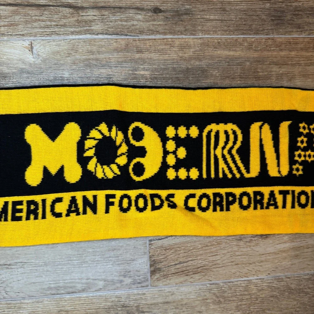 Interamerican Foods Corporation Yellow Black‎ Logo Scarf Fringe
